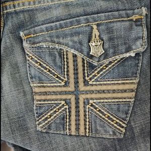 👖Monarch Flared Studded &  Stitched Blue Jeans